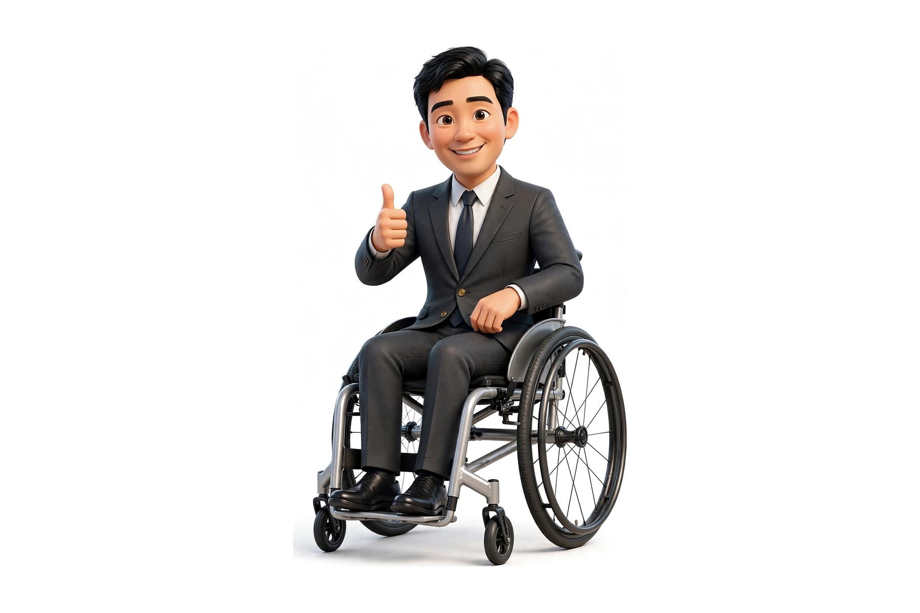 Professional in a wheelchair giving a thumbs up